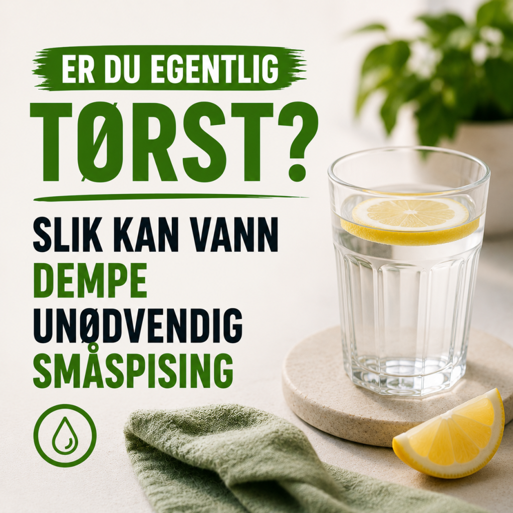 Glass med vann på et kjøkkenbord – et enkelt grep mot unødvendig småspising